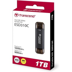 Transcend TS1TESD310C 1TB Portable SSD, ESD310C, USB 10Gbps with Type-C and Type-A
