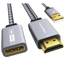 HDMI to DisplayPort Adapter 4K@60Hz [Braided, High Speed] HDMI Male to DP Female Converter Cable Compatible for PC Graphics Card Laptop Mac Mini NS PS5/4 Xbox One/360