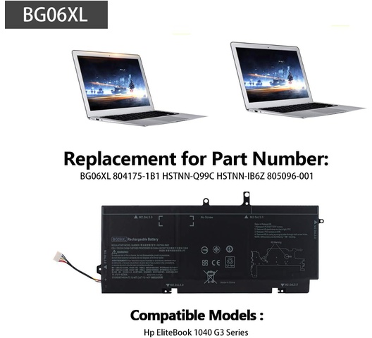 Batteria JPking BG06XL 45Wh 11.4V Per HP EliteBook 1040 G3 – Sostituisce 805096-001, HSTNN-IB6Z, 804175-1C1 E Altri – Garanzia Di Qualità