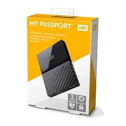WD My Passport - 3TB- Portable External Hard Drive - USB 3.0 - WDBYFT0020BBK-WESN - Black