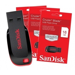 SanDisk Cruzer Blade USB Flash Drive, USB 2.0, 16GB - Black & Red