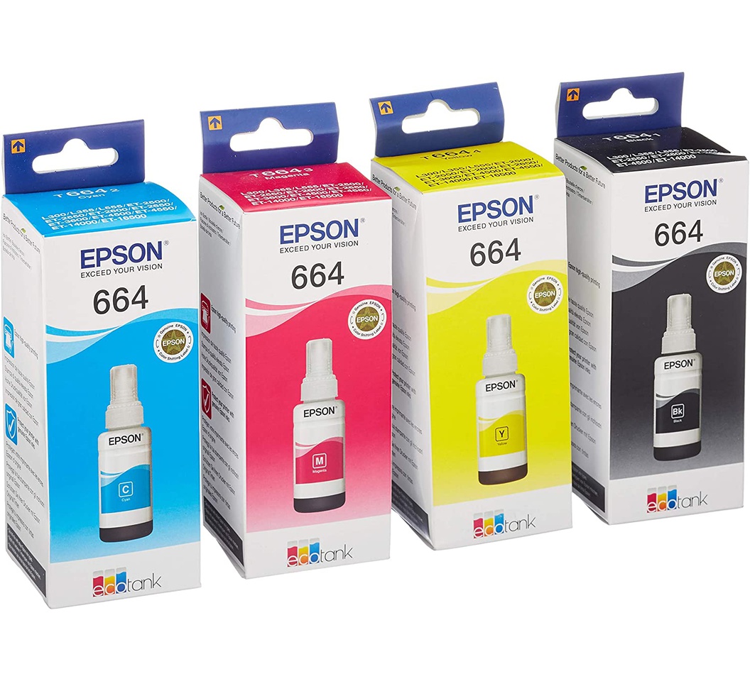 EPSON Original Refill Ink Set (T6641 T6642 T6643 T6644) for L100 L110 L120 L200 L210 L300 L350 