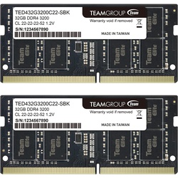 32GB 3200MHz PC4-25600 CL22 Unbuffered Non-ECC 1.2V SODIMM 260-Pin Laptop Notebook PC Computer Memory Module Ram Upgrade - TED464G3200C22DC-S01