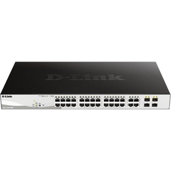 D-Link 28-Port Gigabit Smart Managed PoE+ Switch, 24 PoE+ Ports (370W) + 4 SFP Combo Ports, L2+, VLANs, Web Managed, Surveillance Mode, Rackmount, Energy Efficient, NDAA Compliant (DGS-1210-28MP)
