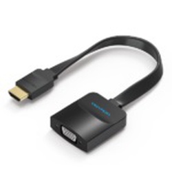 Vention Flat HDMI to VGA Converter With Female Micro USB And Audio Port – 0.15M Black – 74346