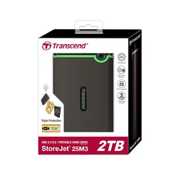 TRANSCEND Storejet 25M3  2TB  USB 3.1 External Hard Drive Grey