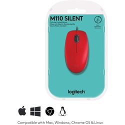 Logitech USB Silent Mouse M110S Red