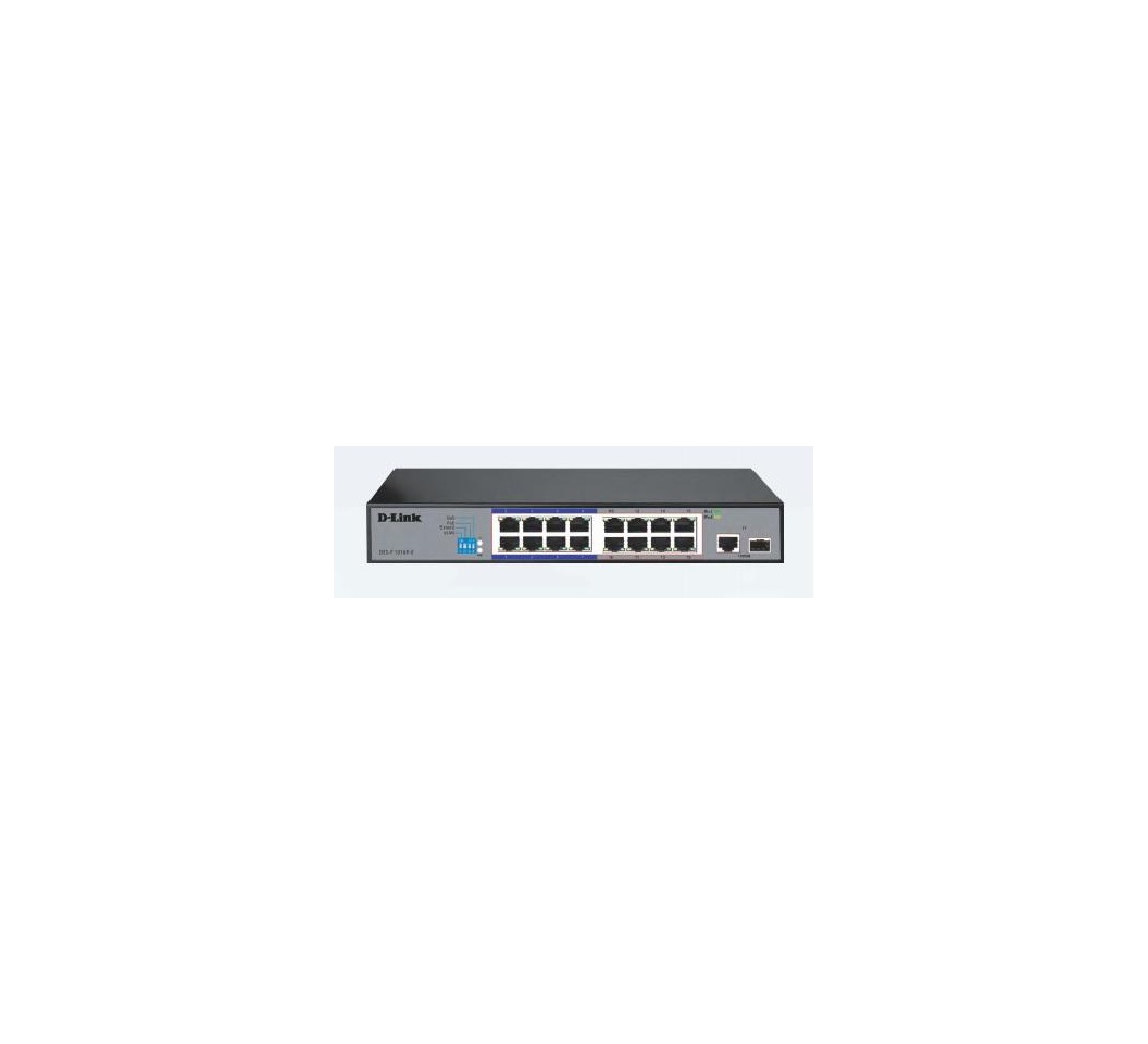 D-Link DES-F1016P-E/B 16-port Fast Ethernet Unmanaged Long Range 250m ...