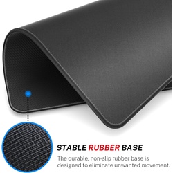 Mouse Pad with Anti-fray Stitching, Premium-Textured & Waterproof Computer Mousepad with Non-Slip Rubber Base, Gaming Mouse Mat for Laptop, Office & Home Black