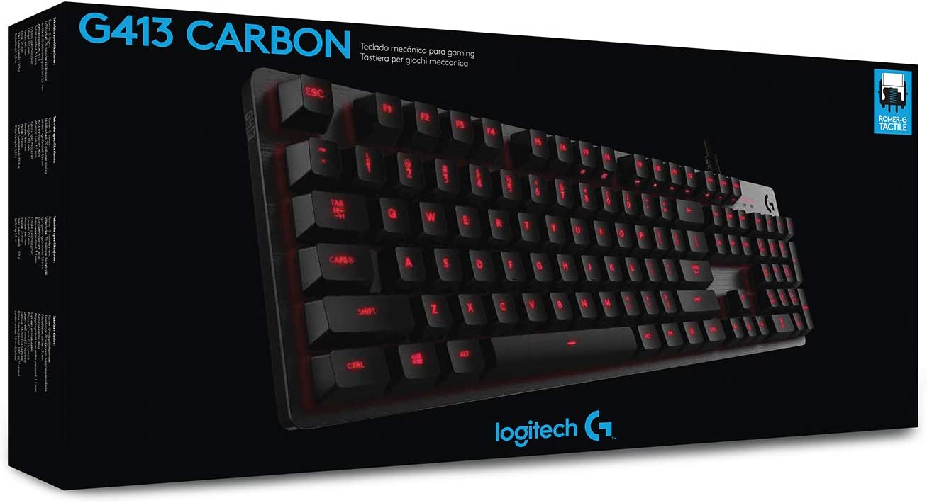  Logitech G413 Backlit Mechanical Gaming Keyboard with USB  Passthrough – Carbon : Video Games